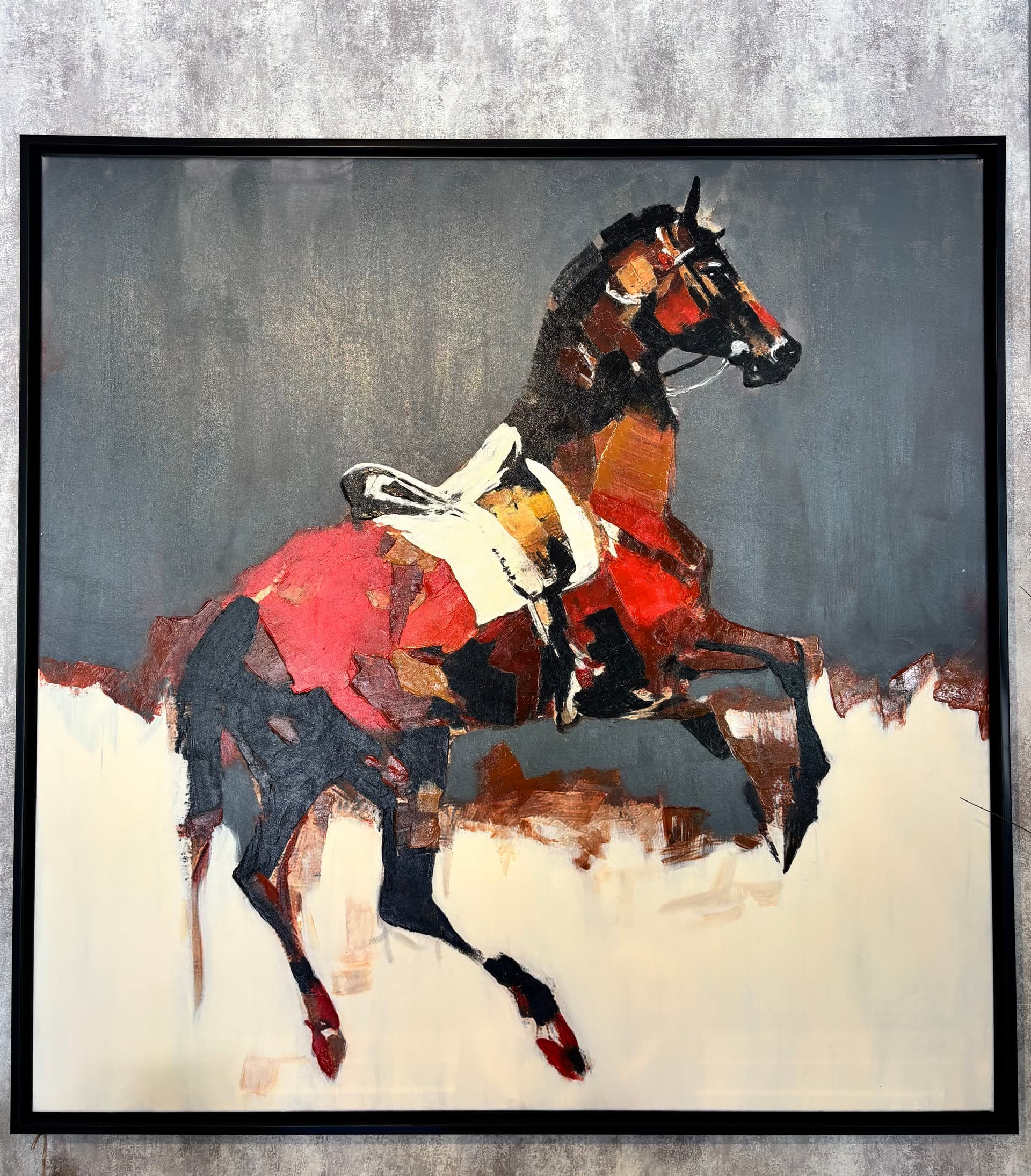 120x120 cm Yağlı Boya At Şahlanmış At