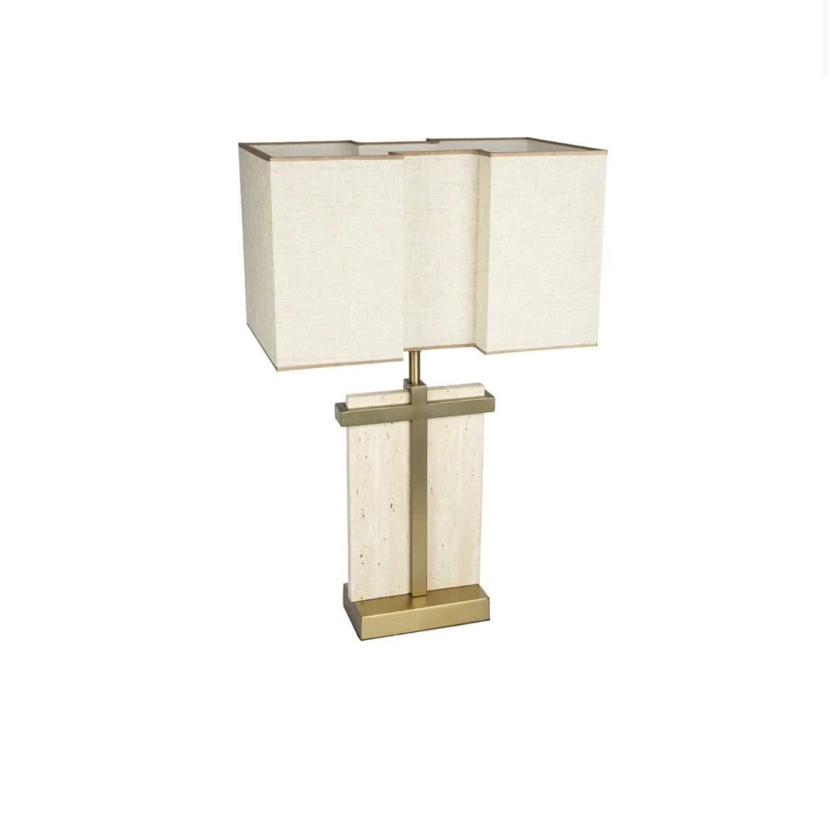 Traverten Mermer Gövdeli Abajur 