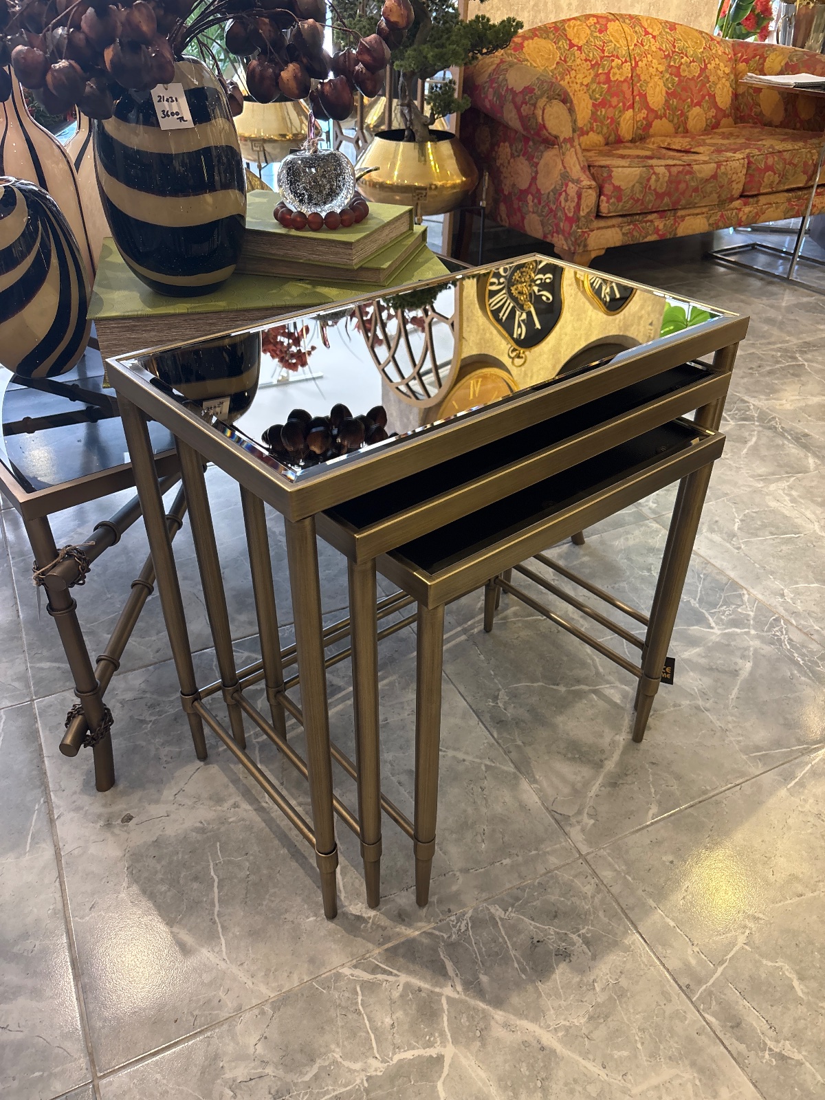 Üçlü Eskitme Zigon Sehpa Takım  2