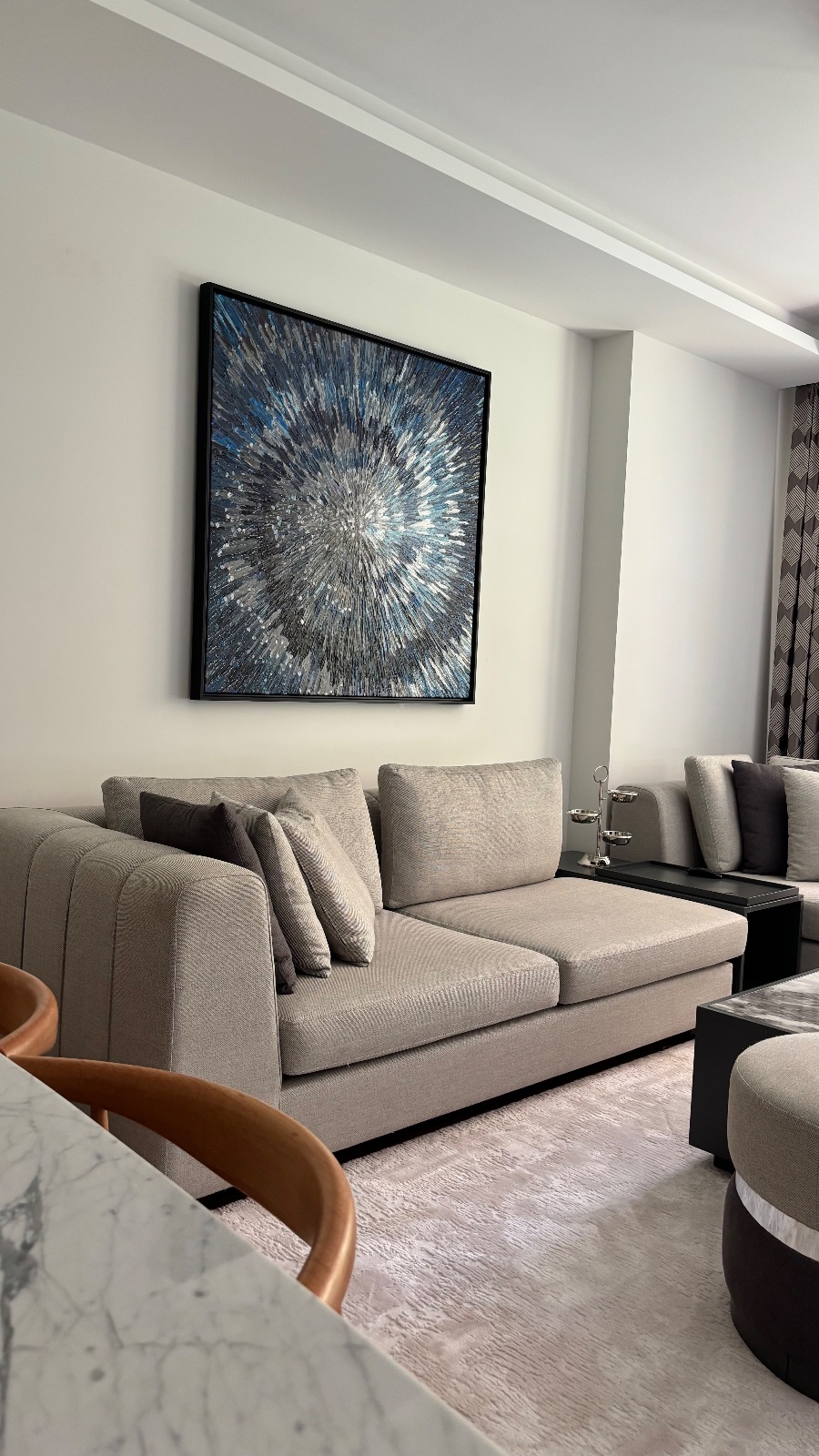 100x100 cm Yağlı Boya Mavi Spiral Soyut Tablo 2