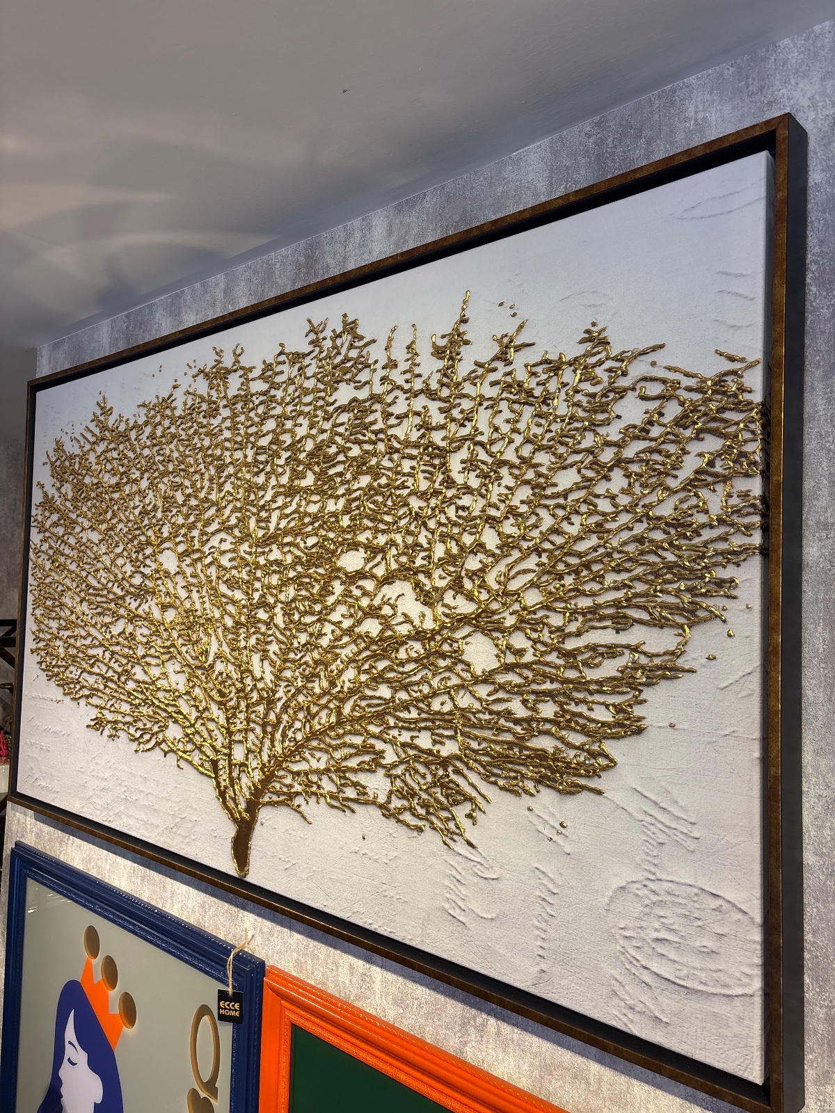 160x90 cm Varak Kabartma Ağaç Tablo 2