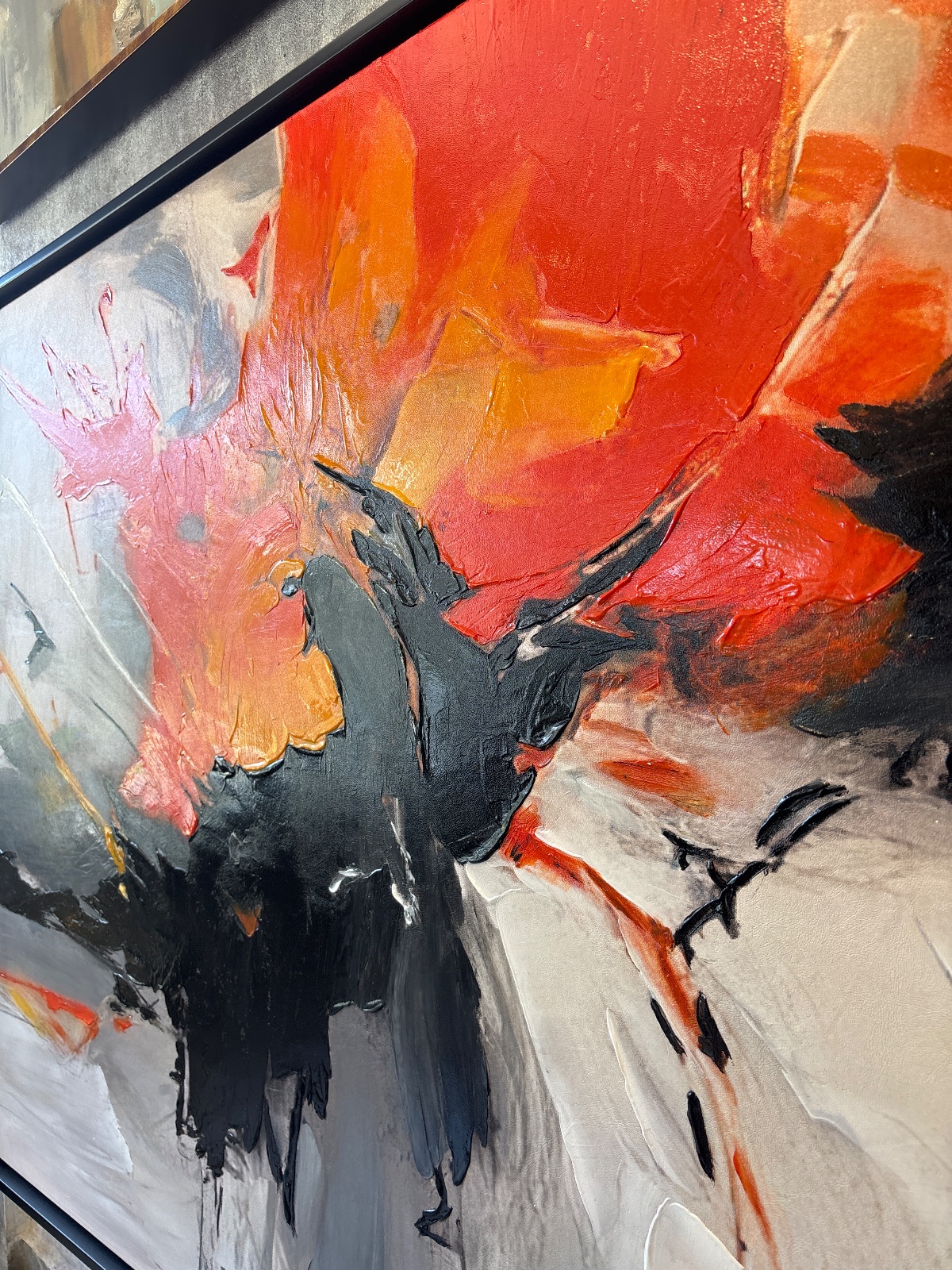 150x100 cm Yağlı Bıya Turuncu Soyut Tablo 4