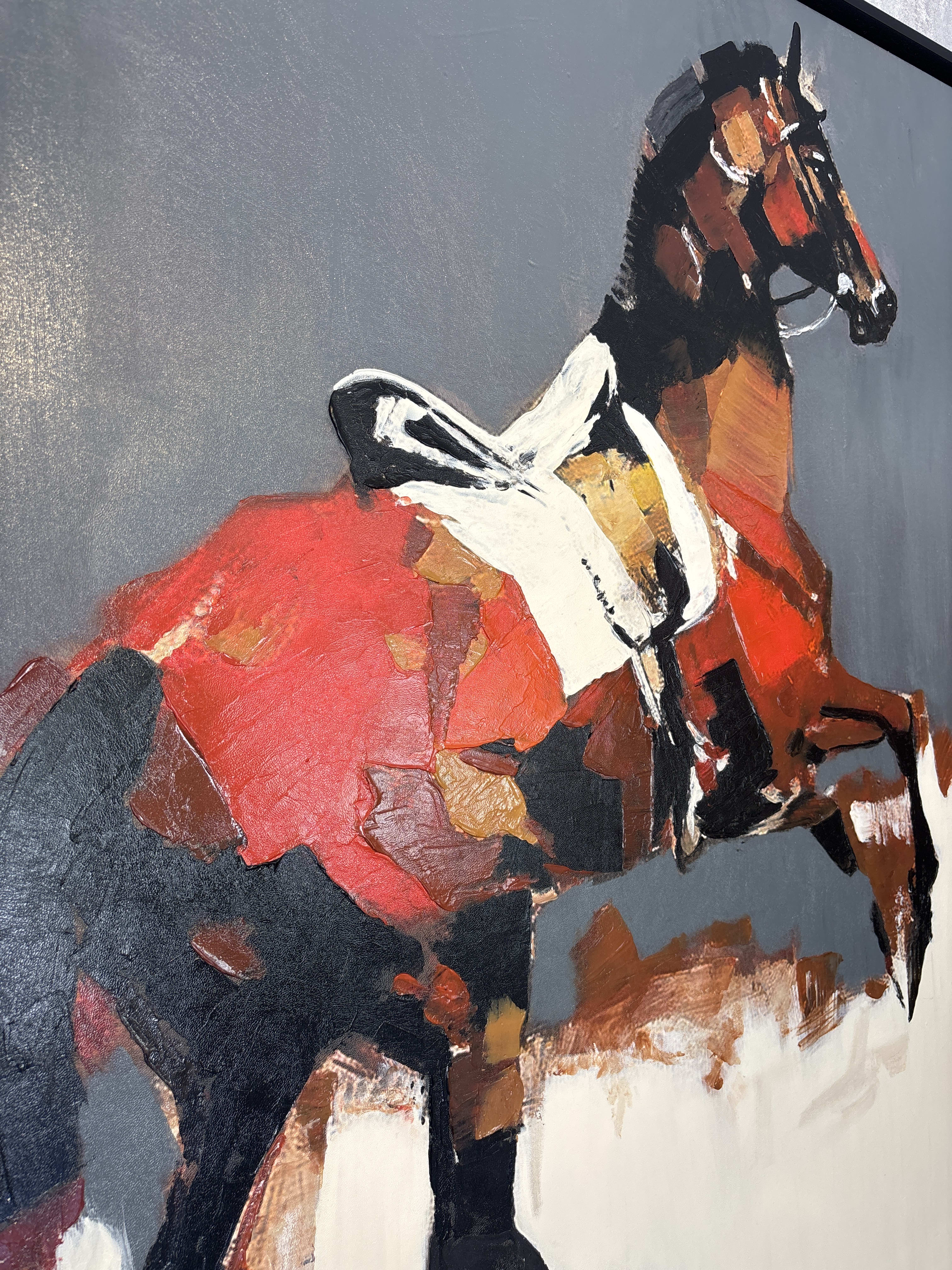 120x120 cm Yağlı Boya At Şahlanmış At 2