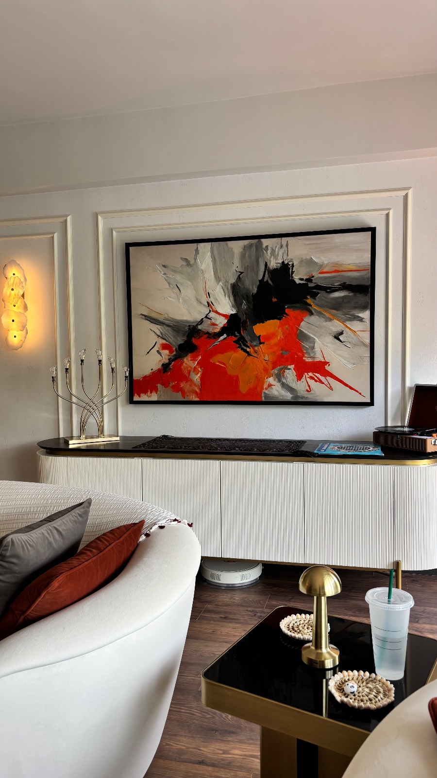 150x100 cm Yağlı Bıya Turuncu Soyut Tablo 1