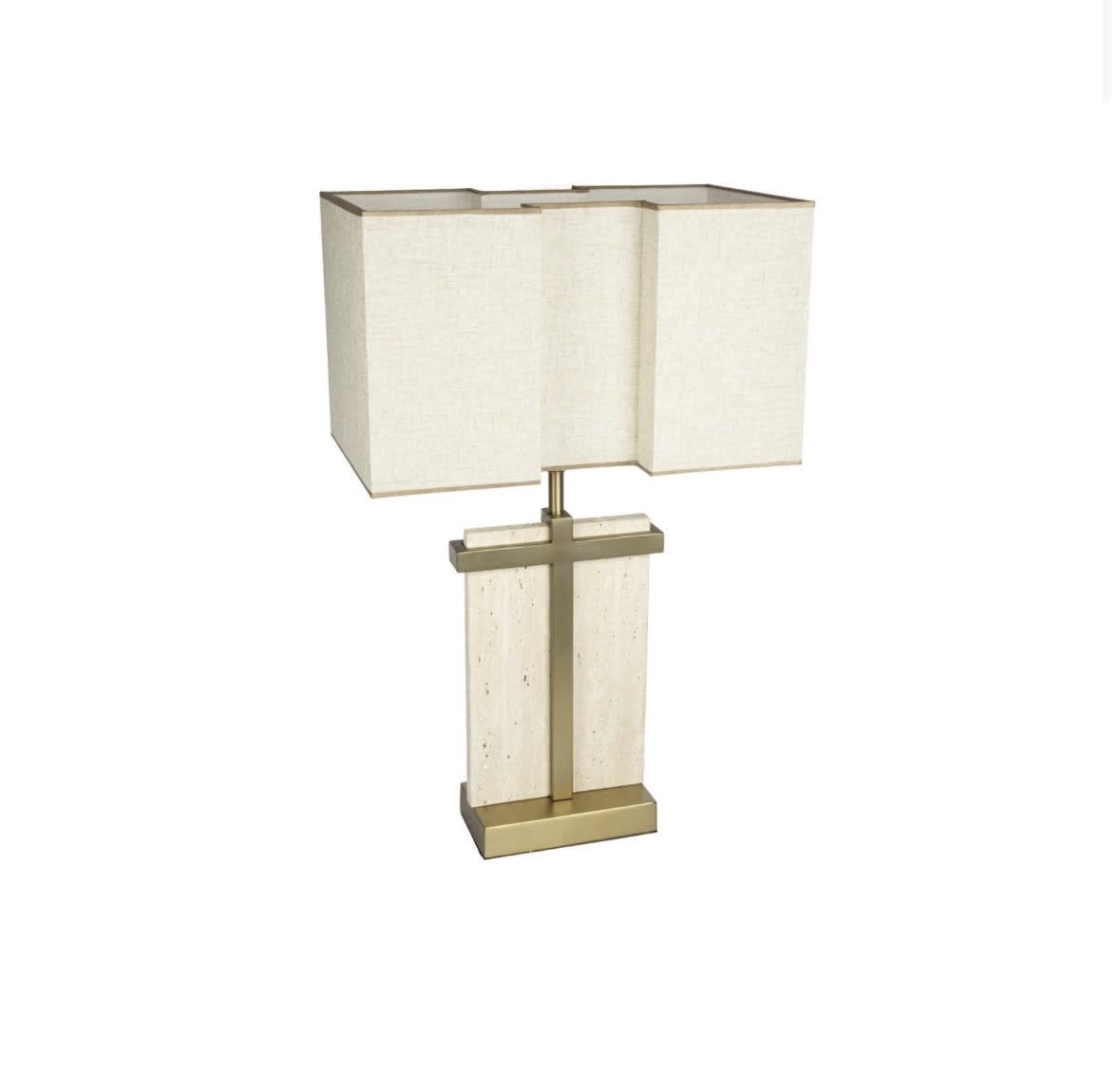 Traverten Mermer Gövdeli Abajur  1